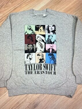 Taylor Swift Gray Crewneck with Multi-Color Photo Grid